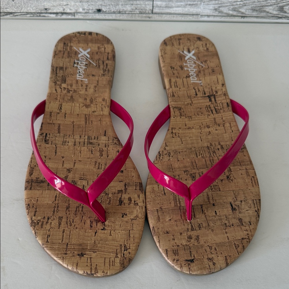Xappeal Women's Hot Pink Cork-Style Flip Flop Sandals